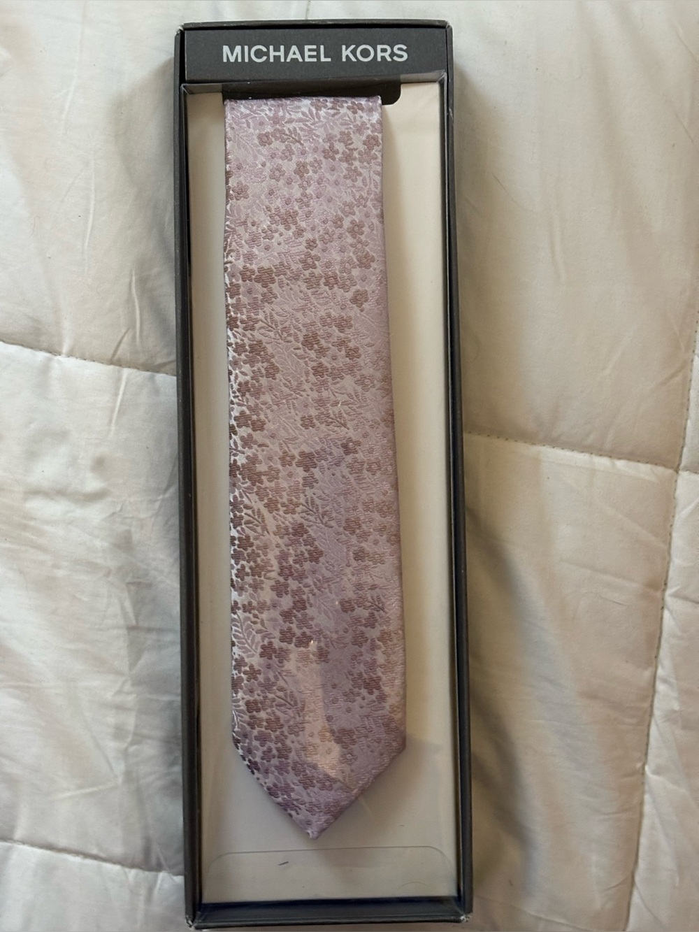 Michael Kors Lilac and Rose Floral Jacquard Tie NWT
